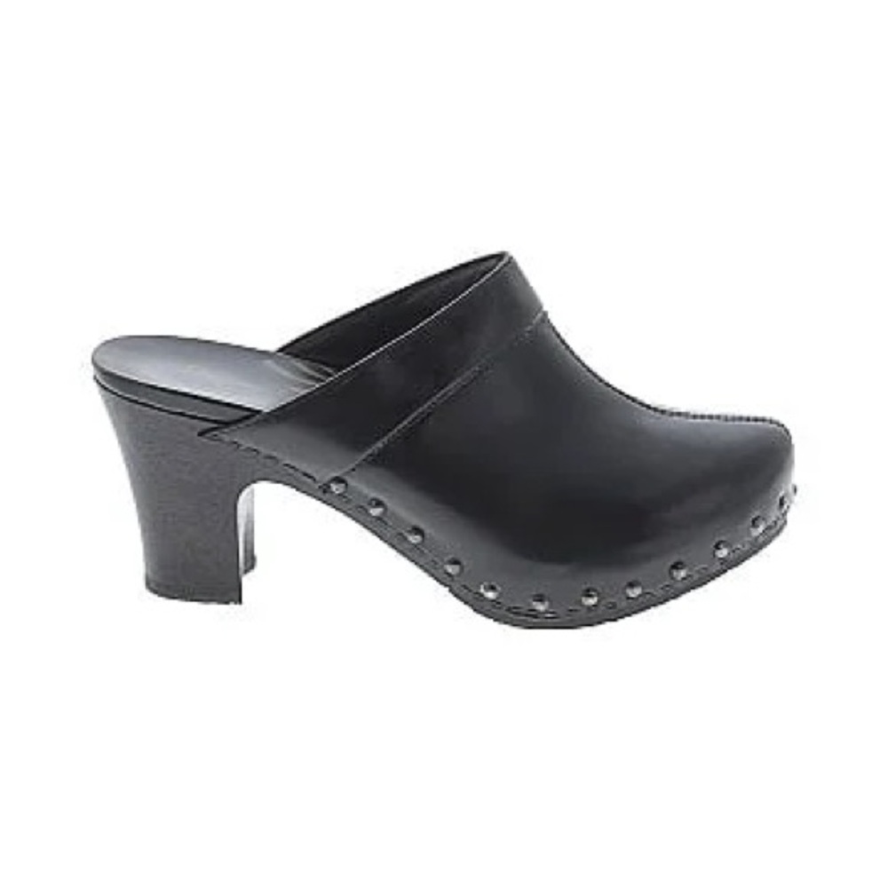 Dansko Rae Heeled Clogs Leather Studs Heels Slip On black US 10.5 or 11 - Picture 1 of 9